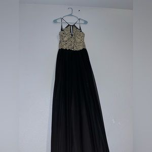black and gold prom dress